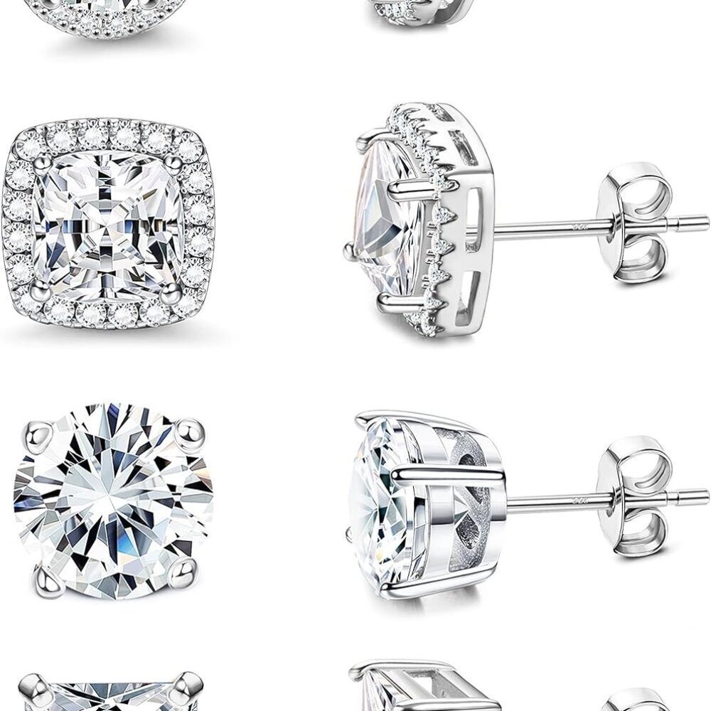 Big Brilliant Simulated Diamond CZ Stud Earrings for Women Men, 18K Gold Plated